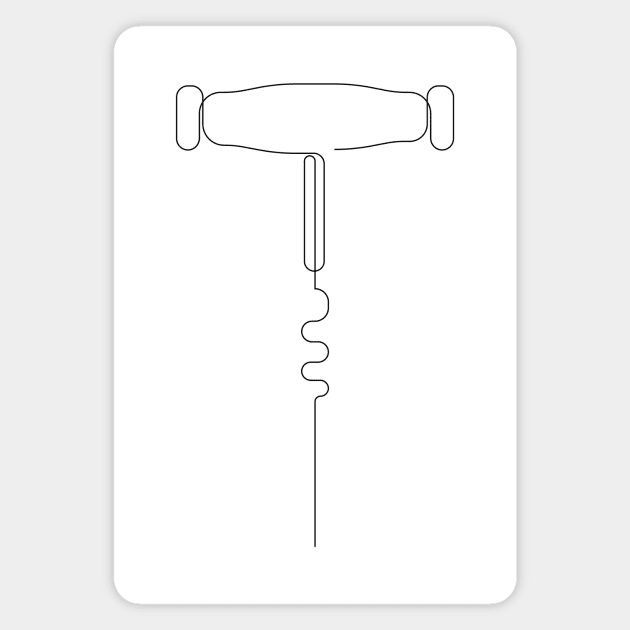 corkscrew - wine equipment - one line art Magnet by addillum
